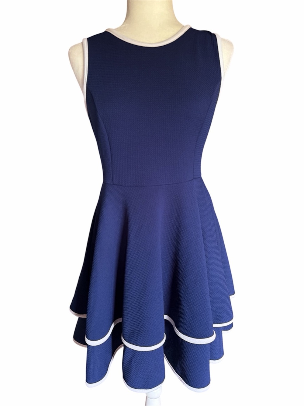 Alya Navy Mini Dress with White Trim